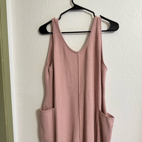 Pink Knit Oversized Baggy Jumpsuit Playsuit Pockets Small - Picture 3 of 8